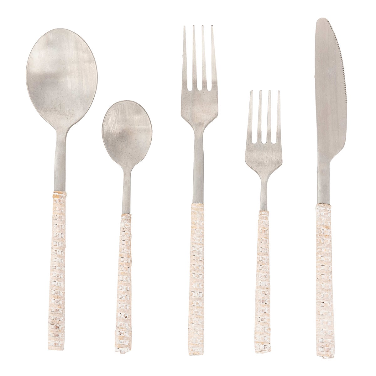 Artifacts Trading Company Rattan Stainless Cutlery White Wash